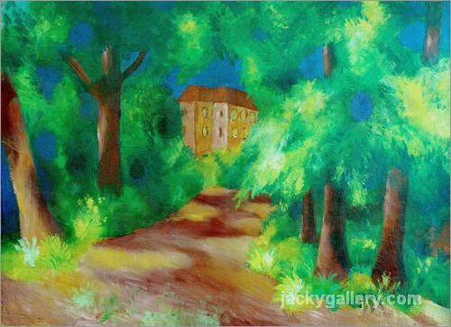 Red house in a parc, August Macke painting
